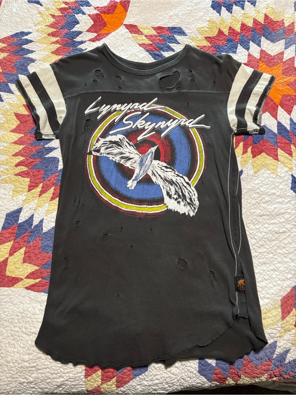 Trunk Ltd Black Lynyrd Skynyrd Graphic Tee with White Sleeve Stripes